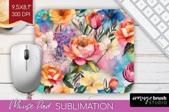 Rainbow Flowers Mouse Pad Sublimation - Spring Mousepad PNG Product Image 1