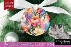 Rainbow Flowers Ornament PNG - Spring PNG Sublimation Product Image 1