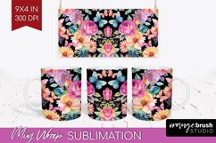 Rainbow Flowers Mug Wrap - Spring Mug PNG Sublimation Product Image 1