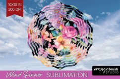 Rainbow Flowers Wind Spinner Sublimation PNG - Spring Round Product Image 1