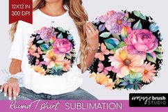 Rainbow Flowers Round Tshirt Background - Spring PNG Product Image 1