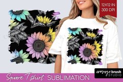 Rainbow Flowers Square Tshirt Background - Spring PNG Product Image 1