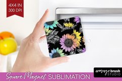 Rainbow Flowers Magnet Sublimation - Spring Square Magnet Product Image 1
