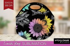 Rainbow Flowers Lunch Bag - Spring Lunch Bug PNG Sublimation Product Image 1