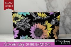 Rainbow Flowers Cosmetic Bag - Spring Makeup Bag PNG Product Image 1