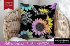 Rainbow Flowers Pillow Sublimation - Spring Pillow Cover PNG Product Image 1