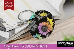 Rainbow Flowers Keychain PNG - Spring Keychain Sublimation Product Image 1