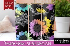 Rainbow Flowers Tumbler Wrap - Spring Tumbler PNG Product Image 1