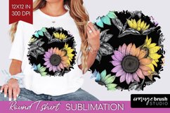 Rainbow Flowers Round Tshirt Background - Spring PNG Product Image 1