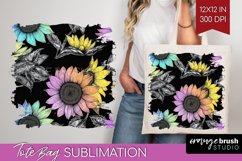 Rainbow Flowers Tote Bag - Spring Tote Bag PNG Sublimation Product Image 1