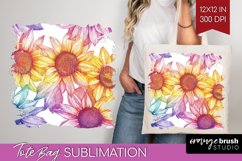 Rainbow Flowers Tote Bag - Spring Tote Bag PNG Sublimation Product Image 1