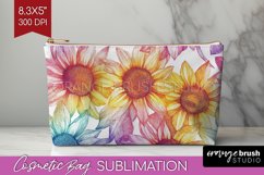 Rainbow Flowers Cosmetic Bag - Spring Makeup Bag PNG Product Image 1