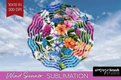Rainbow Flowers Wind Spinner Sublimation PNG - Spring Round Product Image 1