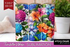 Rainbow Flowers Tumbler Wrap - Spring Tumbler PNG Product Image 1