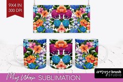 Rainbow Flowers Mug Wrap - Spring Mug PNG Sublimation Product Image 1