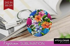 Rainbow Flowers Keychain PNG - Spring Keychain Sublimation Product Image 1