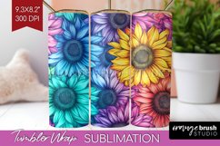 Rainbow Flowers Tumbler Wrap - Spring Tumbler PNG Product Image 1