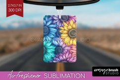 Rainbow Flowers Air Freshener PNG - Spring PNG Sublimation Product Image 1