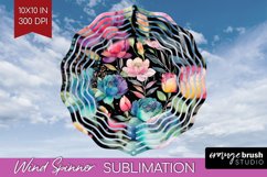 Rainbow Flowers Wind Spinner Sublimation PNG - Spring Round Product Image 1