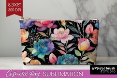 Rainbow Flowers Cosmetic Bag - Spring Makeup Bag PNG Product Image 1
