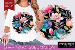 Rainbow Flowers Round Tshirt Background - Spring PNG Product Image 1