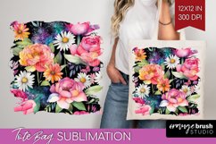 Rainbow Flowers Tote Bag - Spring Tote Bag PNG Sublimation Product Image 1