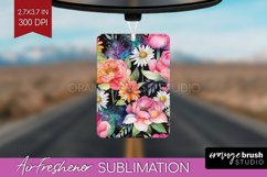 Rainbow Flowers Air Freshener PNG - Spring PNG Sublimation Product Image 1