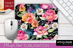 Rainbow Flowers Mouse Pad Sublimation - Spring Mousepad PNG Product Image 1