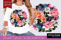 Rainbow Flowers Round Tshirt Background - Spring PNG Product Image 1