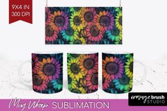 Rainbow Flowers Mug Wrap - Spring Mug PNG Sublimation Product Image 1