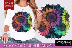 Rainbow Flowers Round Tshirt Background - Spring PNG Product Image 1