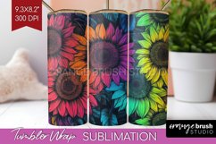 Rainbow Flowers Tumbler Wrap - Spring Tumbler PNG Product Image 1