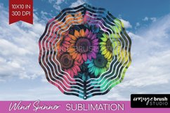 Rainbow Flowers Wind Spinner Sublimation PNG - Spring Round Product Image 1