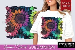 Rainbow Flowers Square Tshirt Background - Spring PNG Product Image 1
