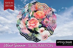 Rainbow Flowers Wind Spinner Sublimation PNG - Spring Round Product Image 1