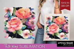 Rainbow Flowers Tote Bag - Spring Tote Bag PNG Sublimation Product Image 1