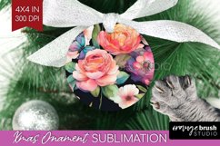 Rainbow Flowers Ornament PNG - Spring PNG Sublimation Product Image 1