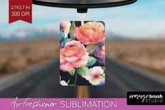 Rainbow Flowers Air Freshener PNG - Spring PNG Sublimation Product Image 1