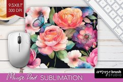 Rainbow Flowers Mouse Pad Sublimation - Spring Mousepad PNG Product Image 1