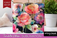 Rainbow Flowers Tumbler Wrap - Spring Tumbler PNG Product Image 1