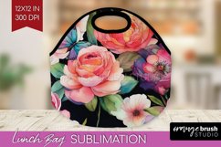 Rainbow Flowers Lunch Bag - Spring Lunch Bug PNG Sublimation Product Image 1