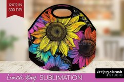 Rainbow Flowers Lunch Bag - Spring Lunch Bug PNG Sublimation Product Image 1