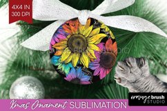 Rainbow Flowers Ornament PNG - Spring PNG Sublimation Product Image 1