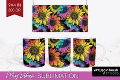 Rainbow Flowers Mug Wrap - Spring Mug PNG Sublimation Product Image 1