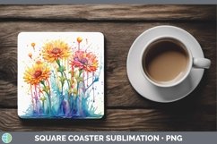 GorgeousRainbow Flowers Square Coaster design.