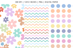 Rainbow Flowers Pattern Digital Paper Product Image 4