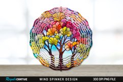 Rainbow Gingko Trees Wind Spinner Sublimation PNG Design Product Image 1