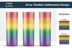 Rainbow glitter Seamless 20 oz Skinny Tumbler Sublimation Wrap