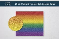 Rainbow glitter Seamless straight 20 oz Skinny Tumbler Sublimation Wrap