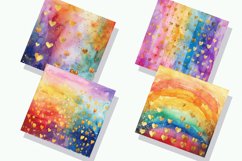 Rainbow Golden Hearts Digital Paper Bundle Product Image 2
